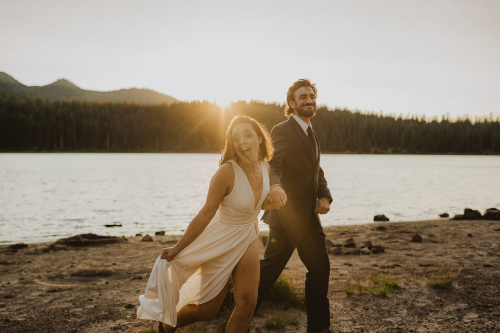 Elopement on a lake in Sisters, Oregon.