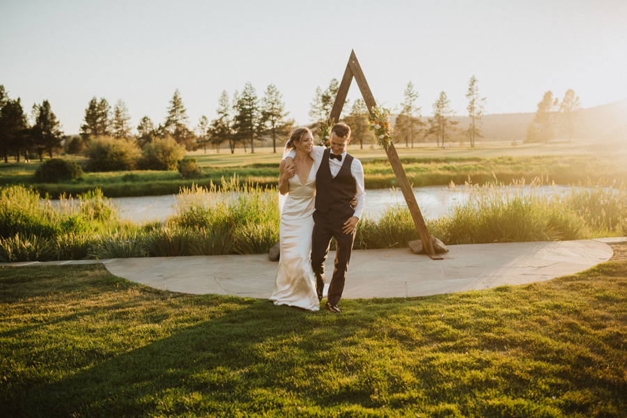 Couple during golden hour after their elopement ceremony