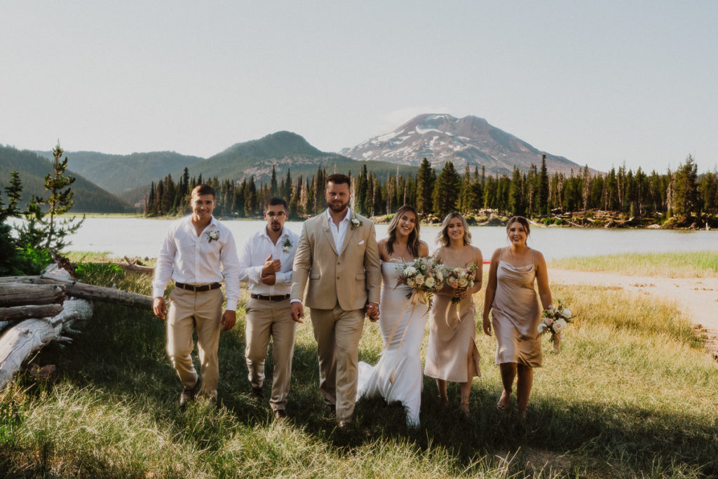 Wedding party at Sparks Lake elopement 