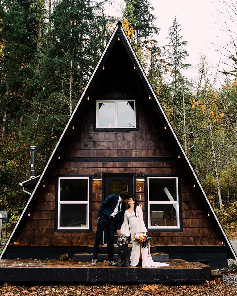 A-frame airbnb elopement
