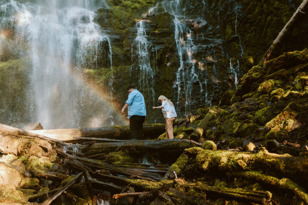waterfall engagement session in Oregon